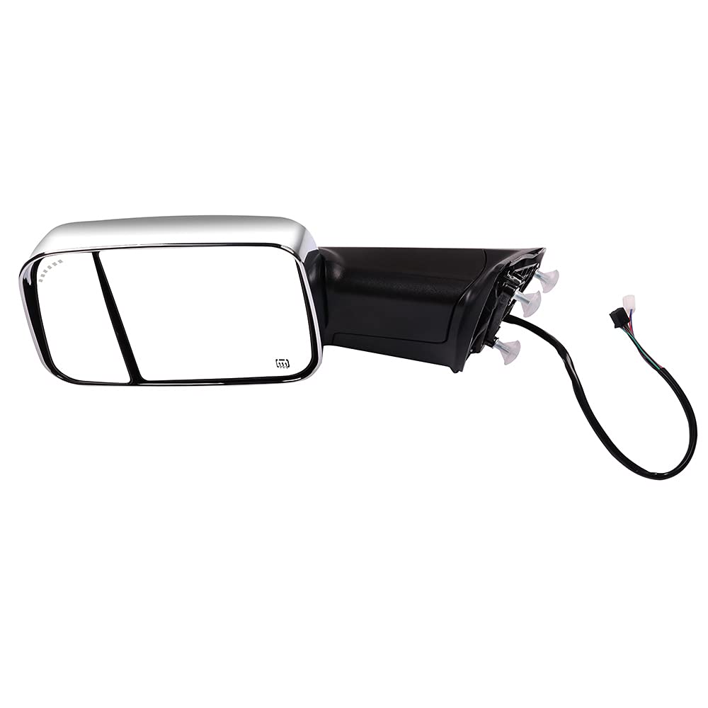 Aintier Power Heated Towing Mirrors for Dodge Ram 1500/2500/3500 (2010-2018) - LED Turn Signal, Puddle Light & Chrome Housing | Perfect for Towing, Camping & Off-Road Adventures
