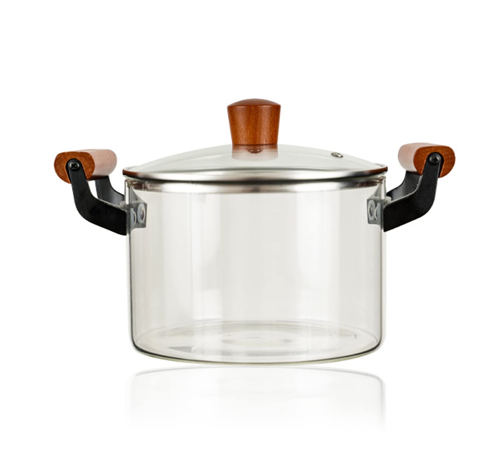 **Vicyy Clear Borosilicate Glass Cooking Pot with Wooden Handle - Heat-Resistant, Flame-Proof, Anti-Scalding - Perfect for Stovetop, Boiling, and Slow Cooking**