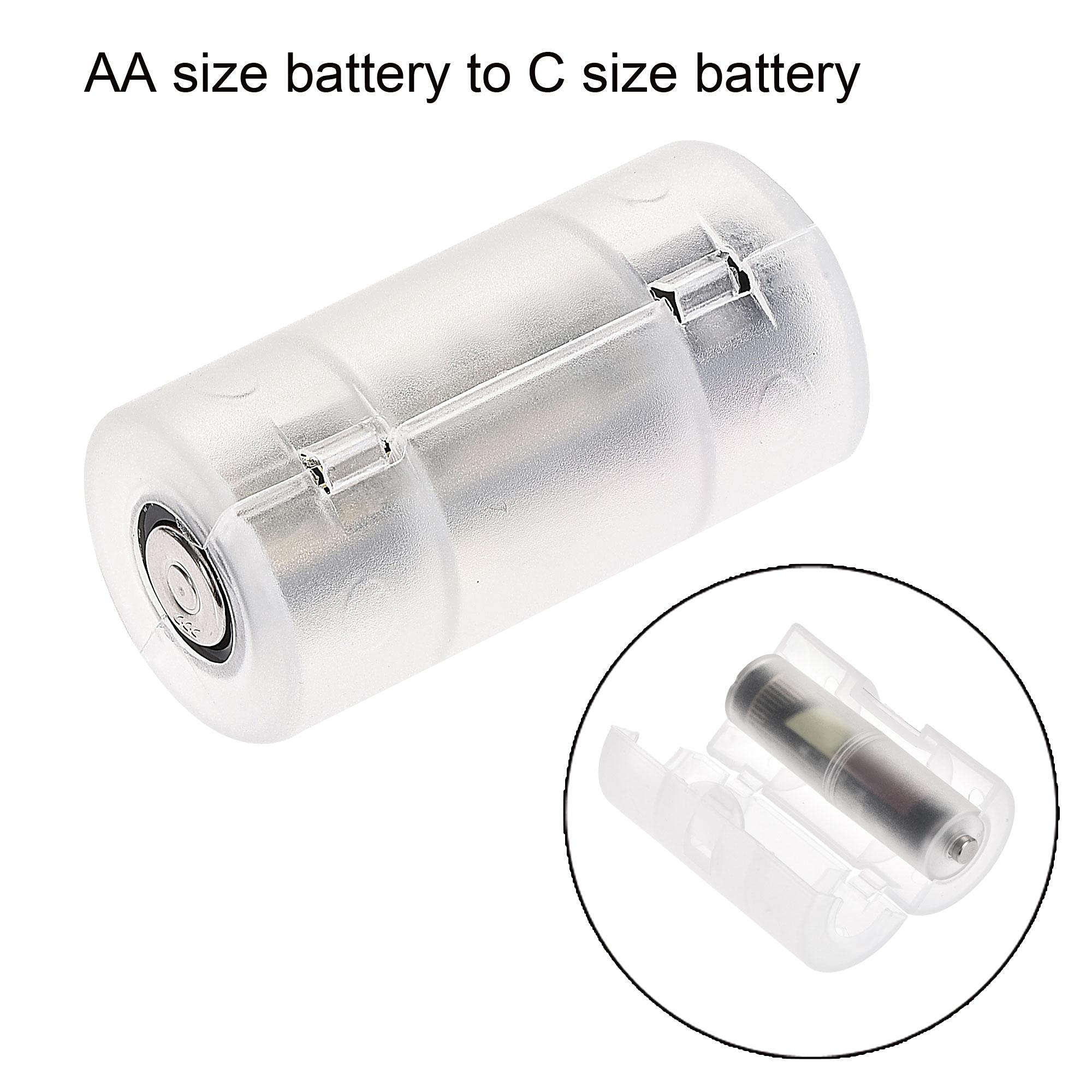uxcell AAA to AA & AA to C Battery Adapter Set - High Conductivity Metal Contacts - Clear Plastic Case - Perfect for Flashlights, Toys & Electronics (1 Set)