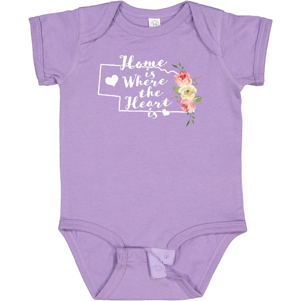 Inktastic Nebraska Home Is Where the Heart Is Watercolor Baby Bodysuit - Soft Cotton Onesie for Newborns & Infants, Perfect for Family Photos, Holidays & Everyday Wear