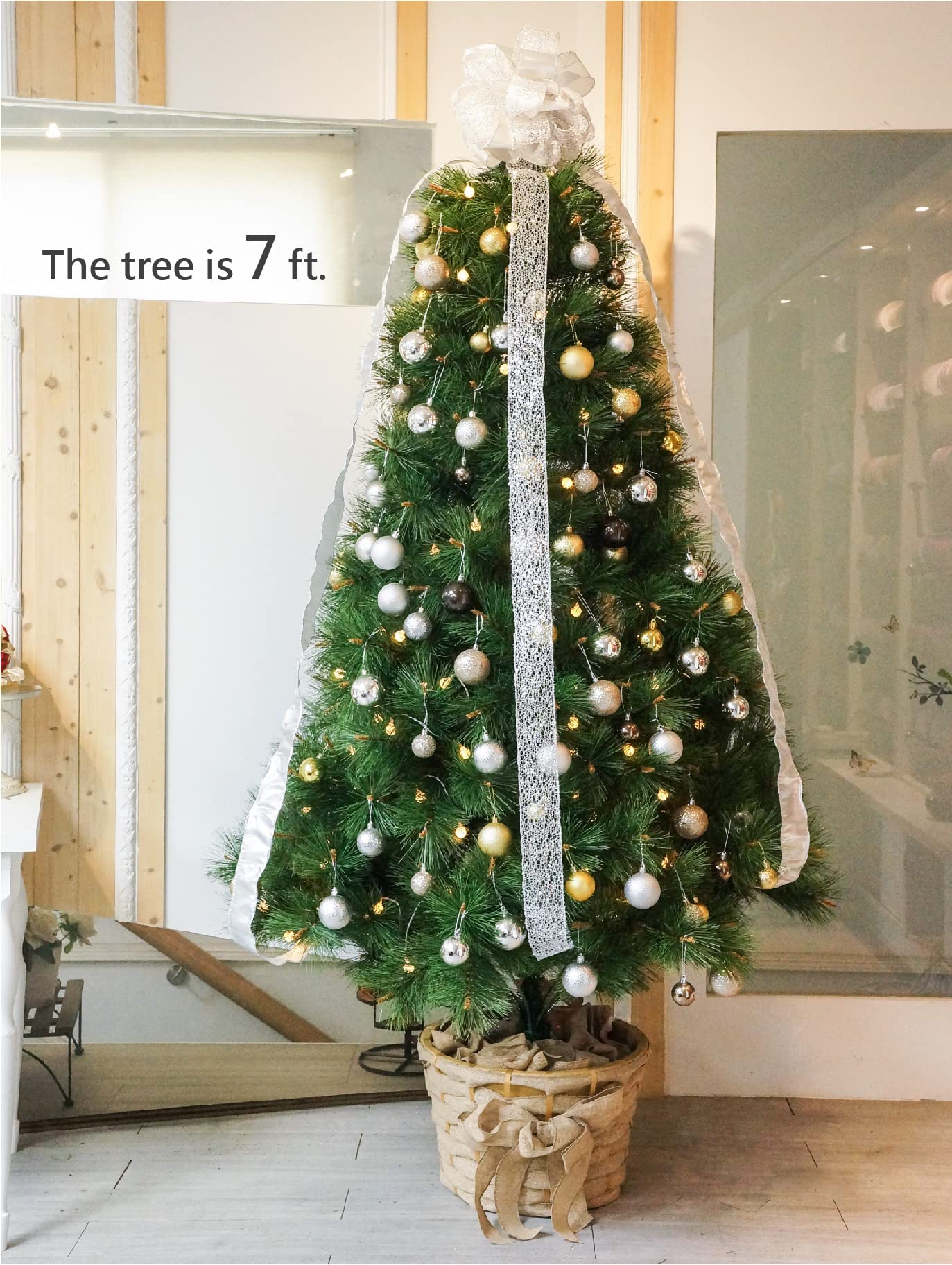 CT CRAFT LLC Silver Snowflake Christmas Tree Topper Bow - 11 Inch with 4 Ribbon Streamers (3 Yards Each) for Holiday Decorations, Elegant Home Décor - Perfect for Christmas Trees, Gift Wrapping & Festive Indoor Decor