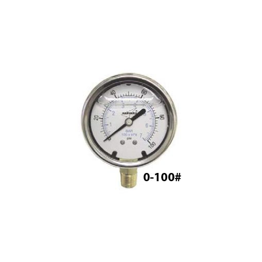 ILPG10025 4L Liquid Filled Pressure Gauge 0-100 PSI - Industrial & Hydraulic System Monitoring for Oil, Gas, and Water Applications
