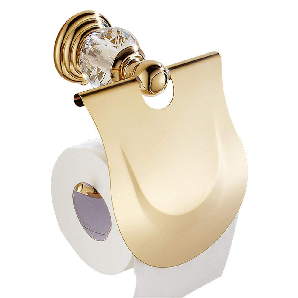 Golden Bathroom Accessories Set - Crystal Towel Bar & Wall Mounted Hooks for Luxury Bathrooms