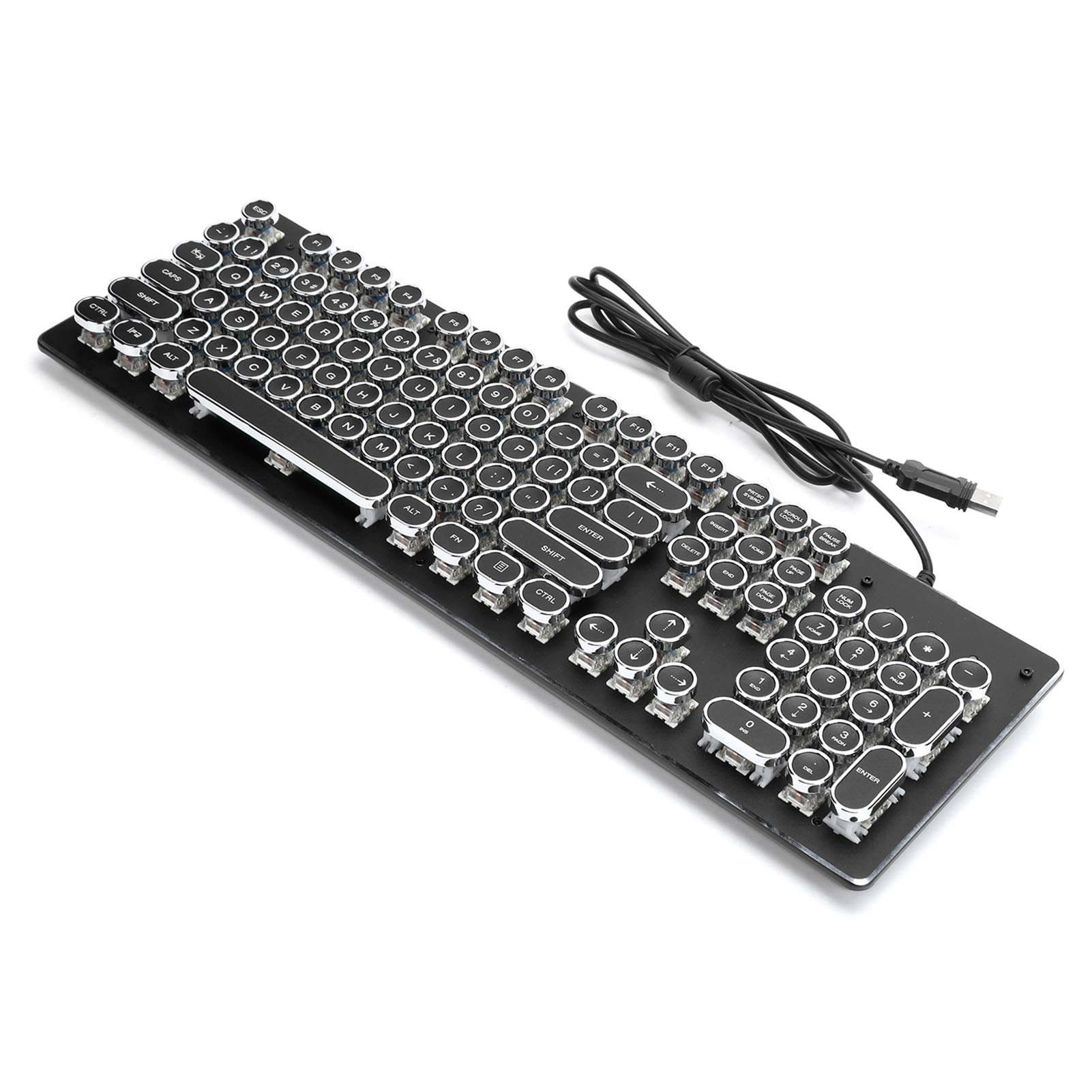 ASHATA Steampunk Retro Mechanical Wired Gaming Keyboard - 104 Keys RGB Backlit Keyboard for PC, Laptop & Desktop Computers (Black) | Perfect for Gaming, Office Work & Typing Enthusiasts