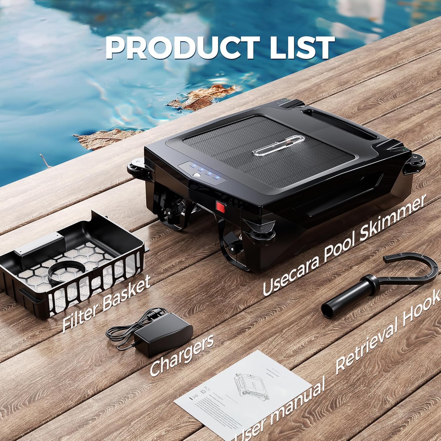 2024 Upgraded Solar Pool Skimmer Robot Cleaner - Automatic Swimming Pool Cleaner with Basket, Obstacle Avoidance & Dual Charging (Solar/USB) | Ideal for Inground/Above Ground Pools, Lakes & Water Features