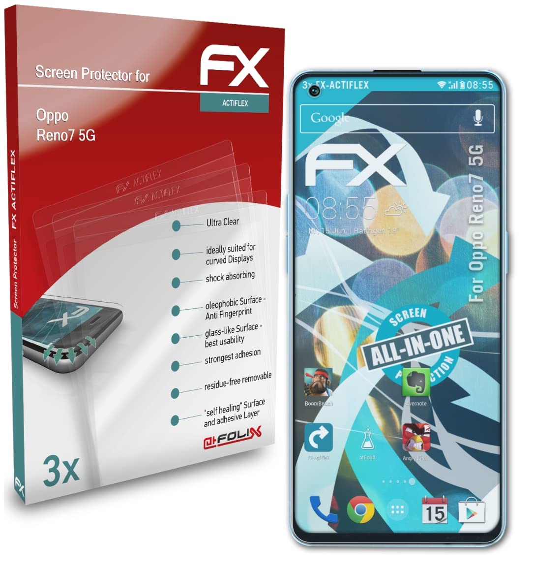 Oppo Reno 7 Screen Protector [3-Pack] - Ultra Clear Flexible Tempered Glass Film - Anti-Scratch & Bubble-Free - Perfect for Gaming, Work & Daily Use