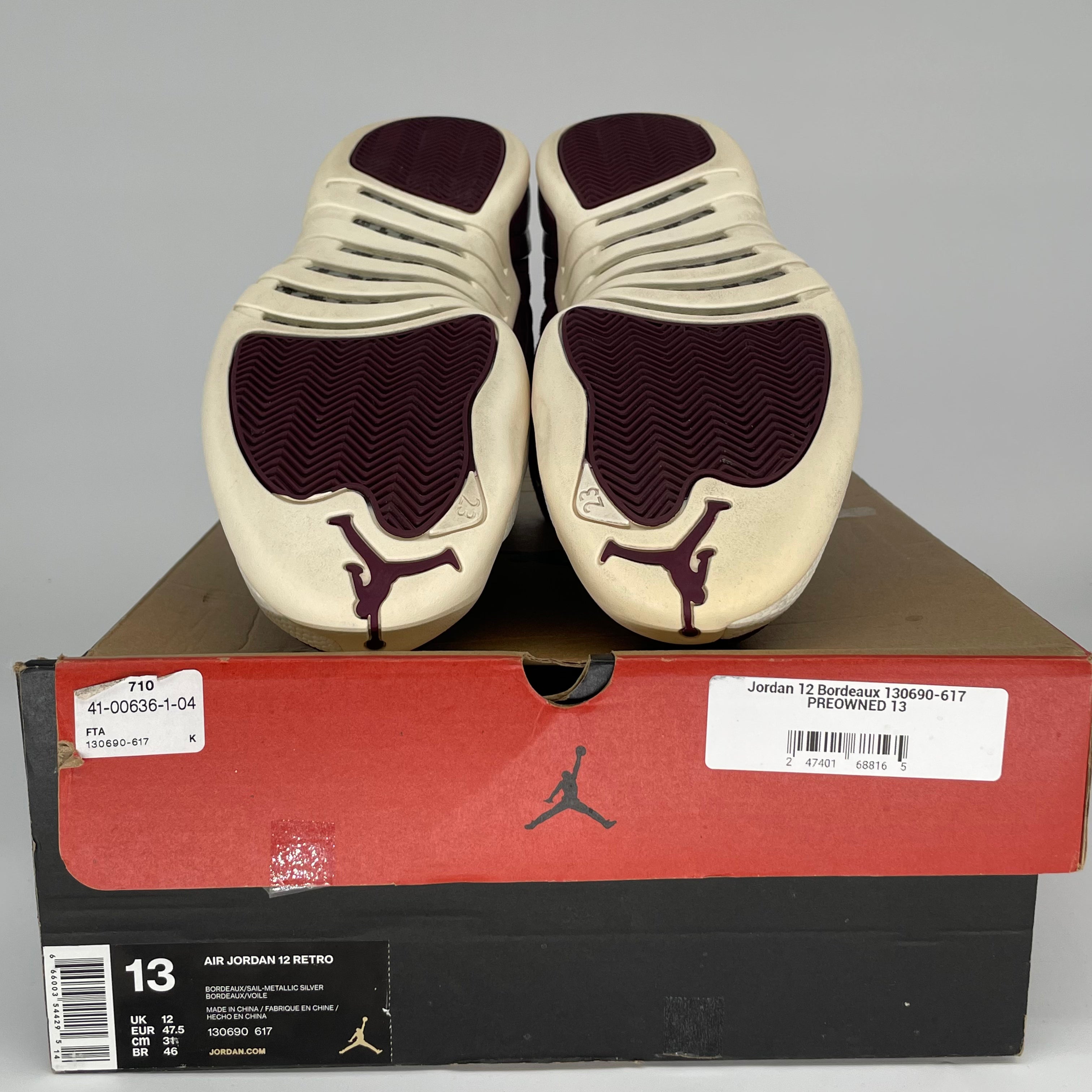AIR JORDAN 12 Bordeaux Men's Basketball Shoes Size 13 - Retro 130690-617 for Court Performance & Street Style