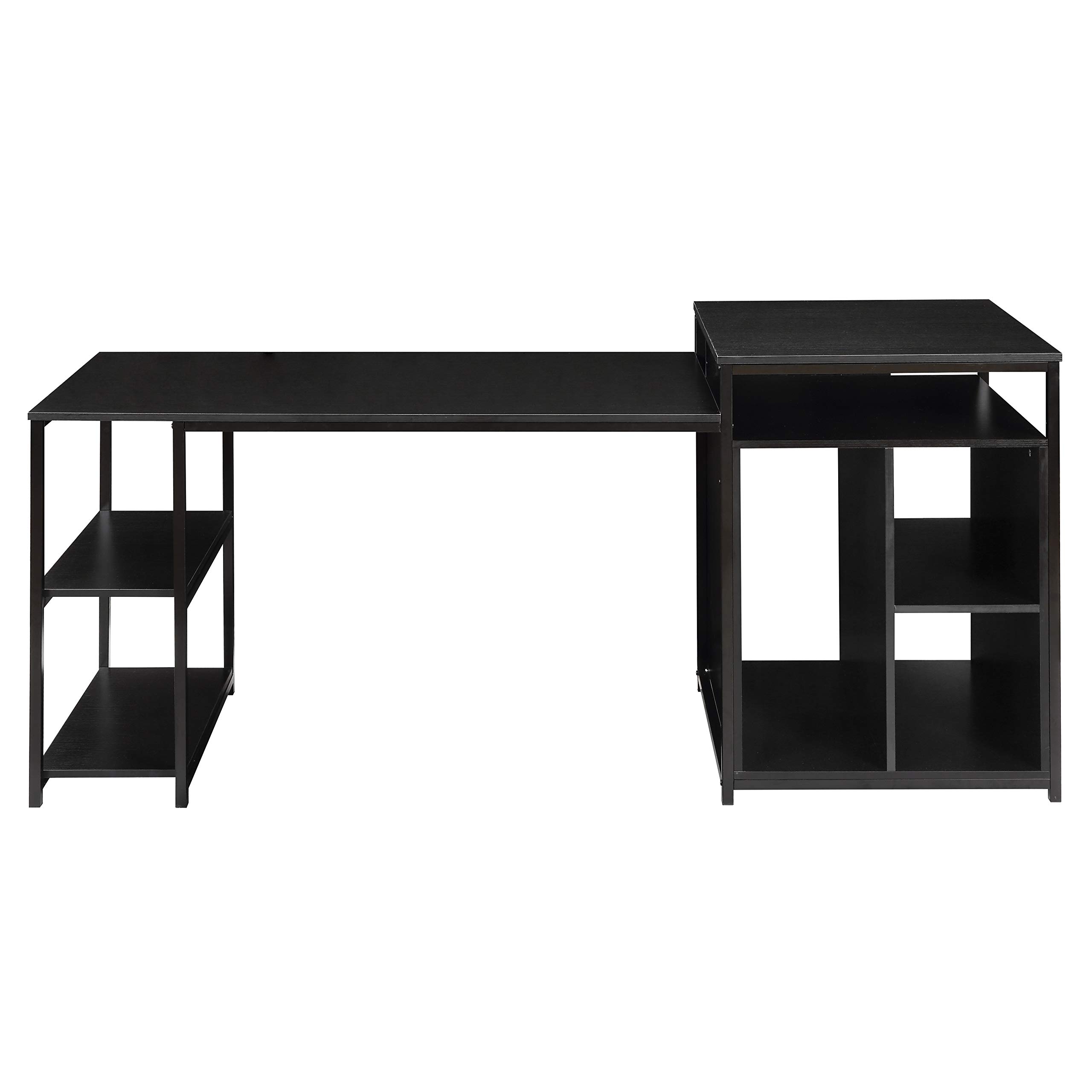Veryke Writing PC Table with Storage Shelf & Printer Stand - Home Office Computer Desk & Gamer Workstation with Space Saving Design, Black - Perfect for Small Spaces, Gaming Setup & Remote Work