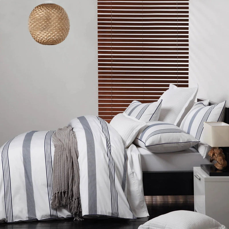 Luxury Bronson White Quilt Cover Set - King Size Bedding by Logan & Mason - Soft Breathable Cotton Quilt Cover for Cozy Bedroom & Guest Room Decor