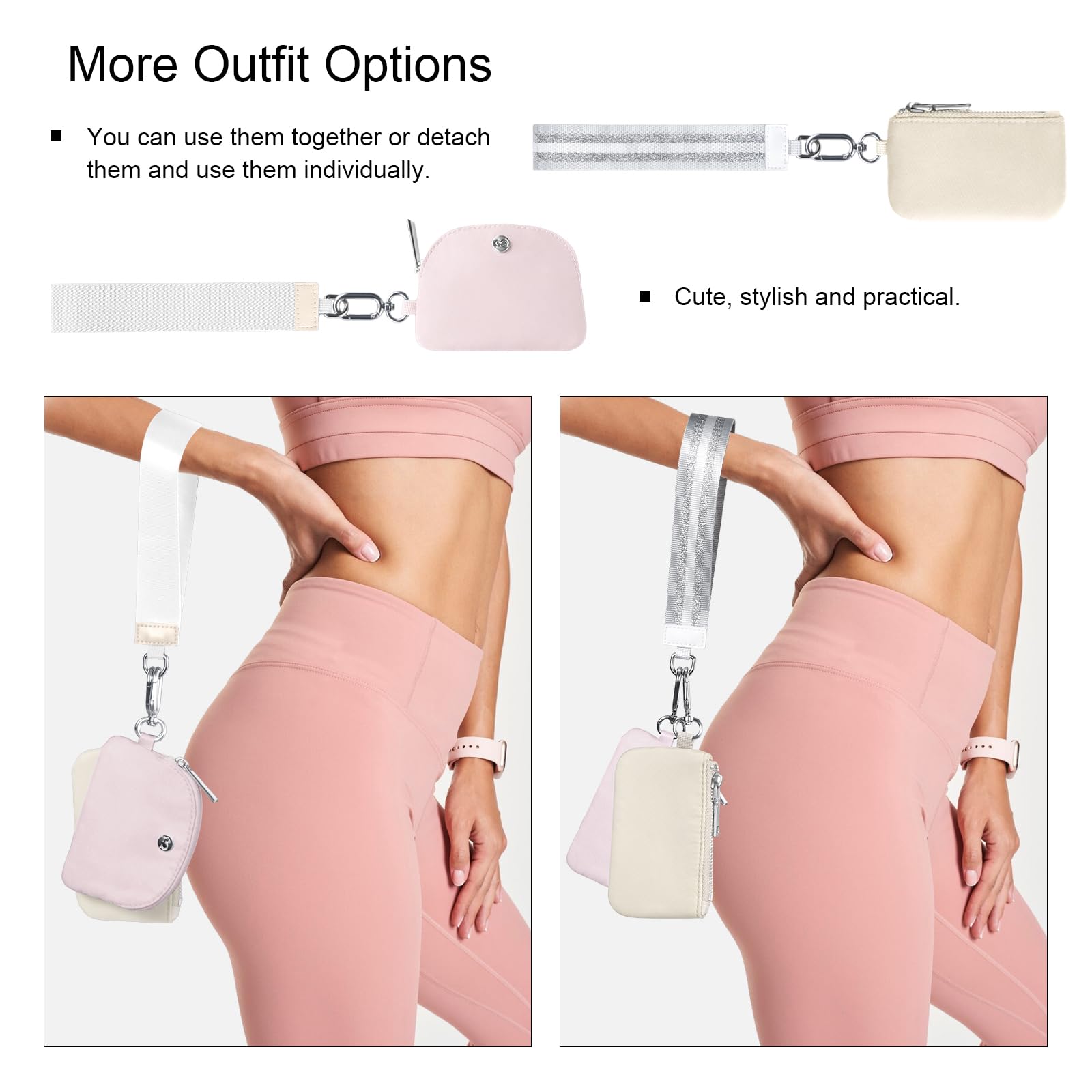 Mini Zip Around Wristlet Wallet for Women - Dual Pouch Keychain Coin Purse for Teens & Girls - Perfect for Parties & Daily Use