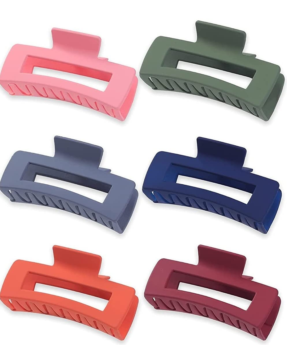 MINTA Hair Clips for Women - 4pcs Large Rectangle Claw Clips for Thick Hair (3.4 Inches) - Strong Hold Hair Accessories for Ponytails, Buns & Everyday Styling