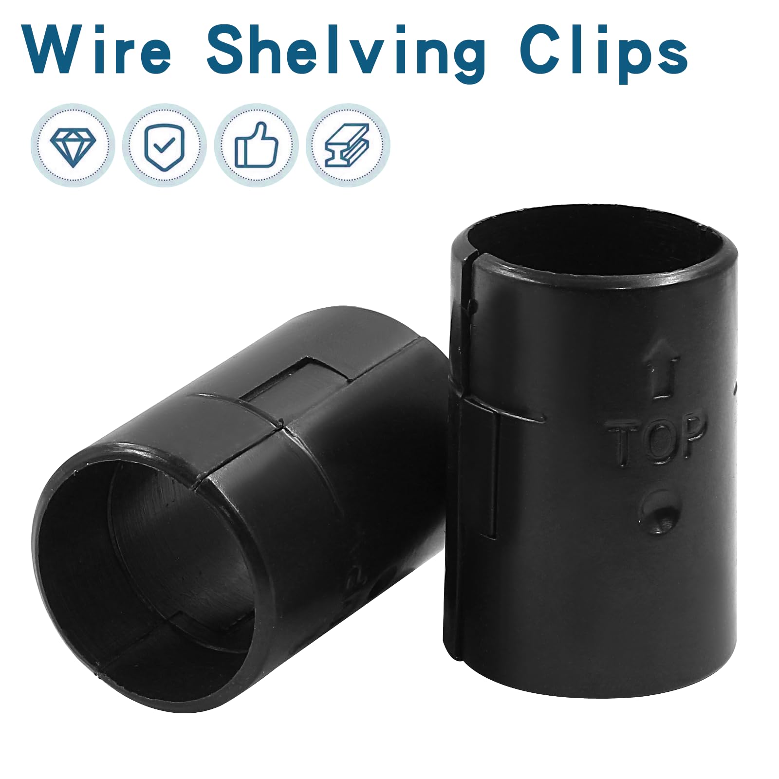 32Pcs (16 Pairs) 1-Inch Wire Shelf Clips - Heavy Duty Plastic Shelf Lock Clips for Wire Shelving Systems - Black Wire Shelf Clips Replacement - Perfect for Kitchen Pantry, Garage Storage & Closet Organization