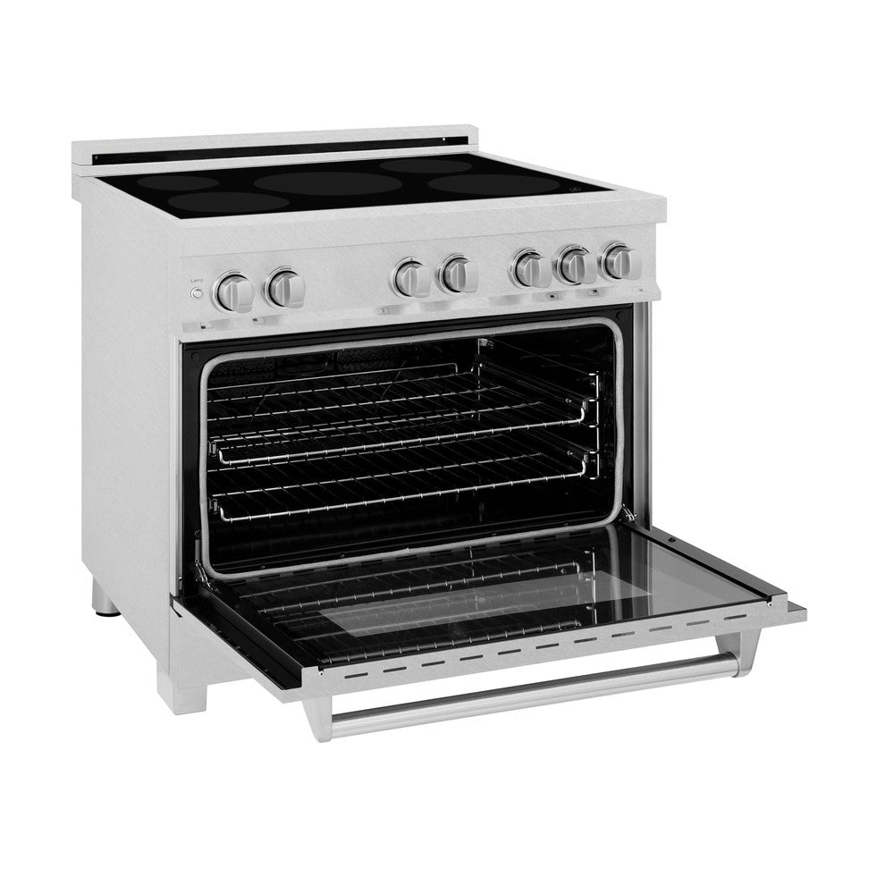 ZLINE 36 Inch 4.6 Cu Ft Legacy Induction Range with 5-Element Cooktop & Electric Oven in Satin Stainless Steel (RAINDS SN 36) - Perfect for Modern Kitchens, Home Chefs & Professional Cooking