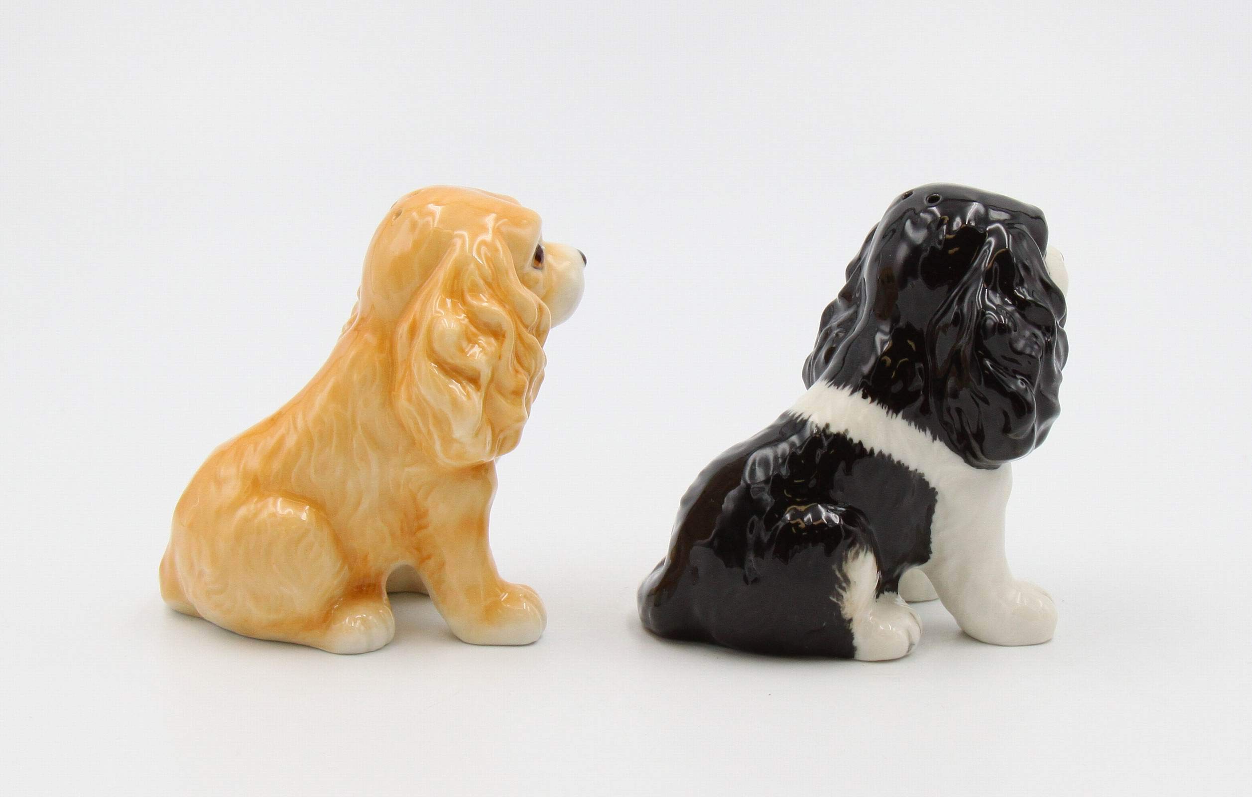 Valentine's Day Cocker Spaniel Dog Salt and Pepper Shakers Set - Fine Porcelain with Red Heart Collar & Rose Design - 3.25 Inch Miniature Kitchen Decor - Perfect for Romantic Dinner, Anniversary Gift & Home Tableware Collection