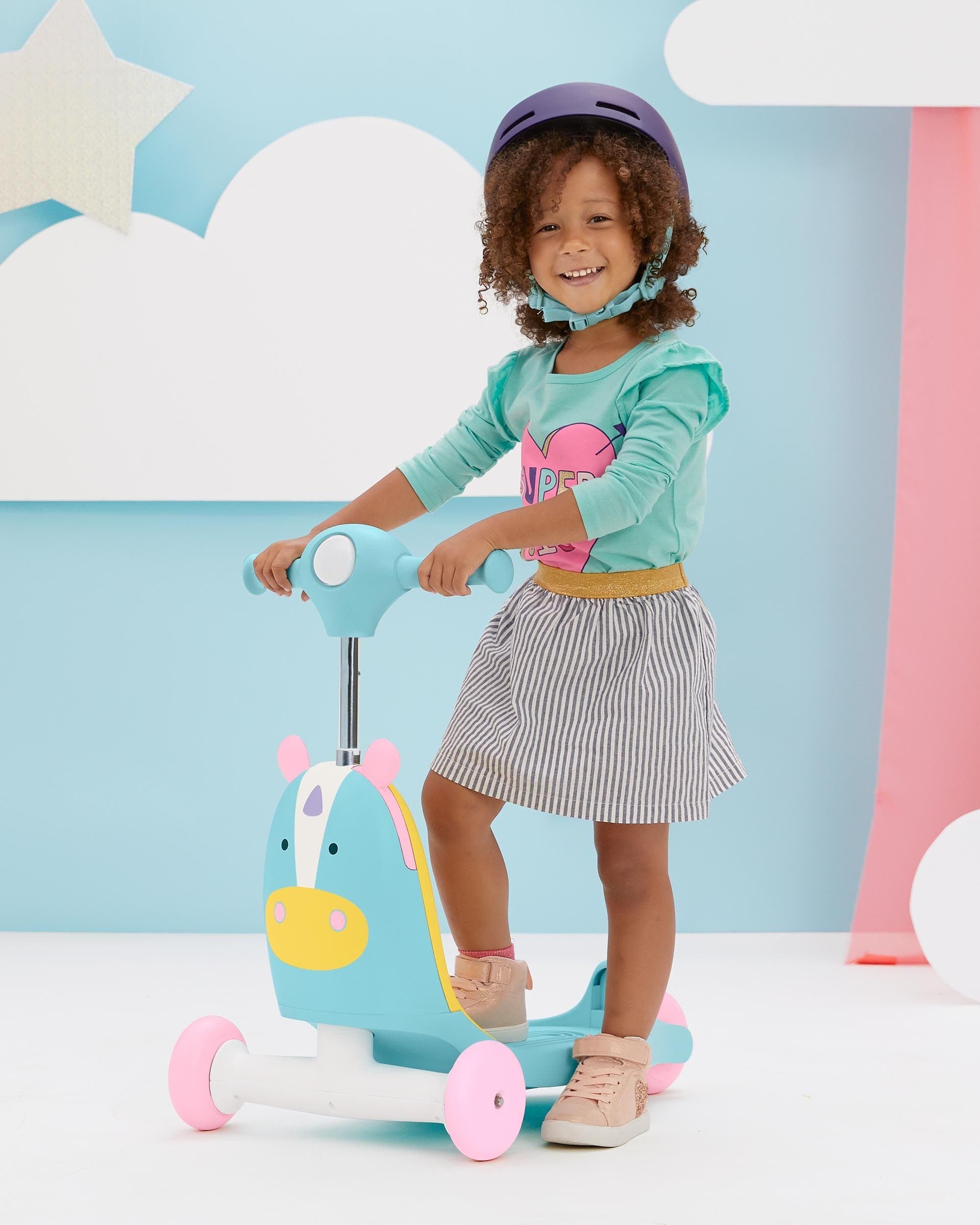 Skip Hop Zoo 3-in-1 Ride-On Baby Walker, Toddler Scooter & Push Toy - Fun Learning Activity for Indoor & Outdoor Play