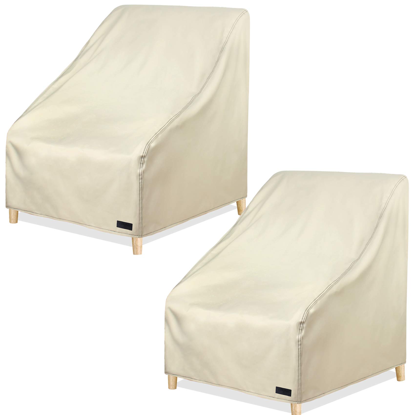Waterproof Heavy Duty Patio Chair Covers 2 Pack - Outdoor Furniture Covers for Deep Seat High Back Dining Chairs, 34W x 37D x 36H Inches, Beige - Perfect for Lawn, Garden, Deck & Poolside Protection