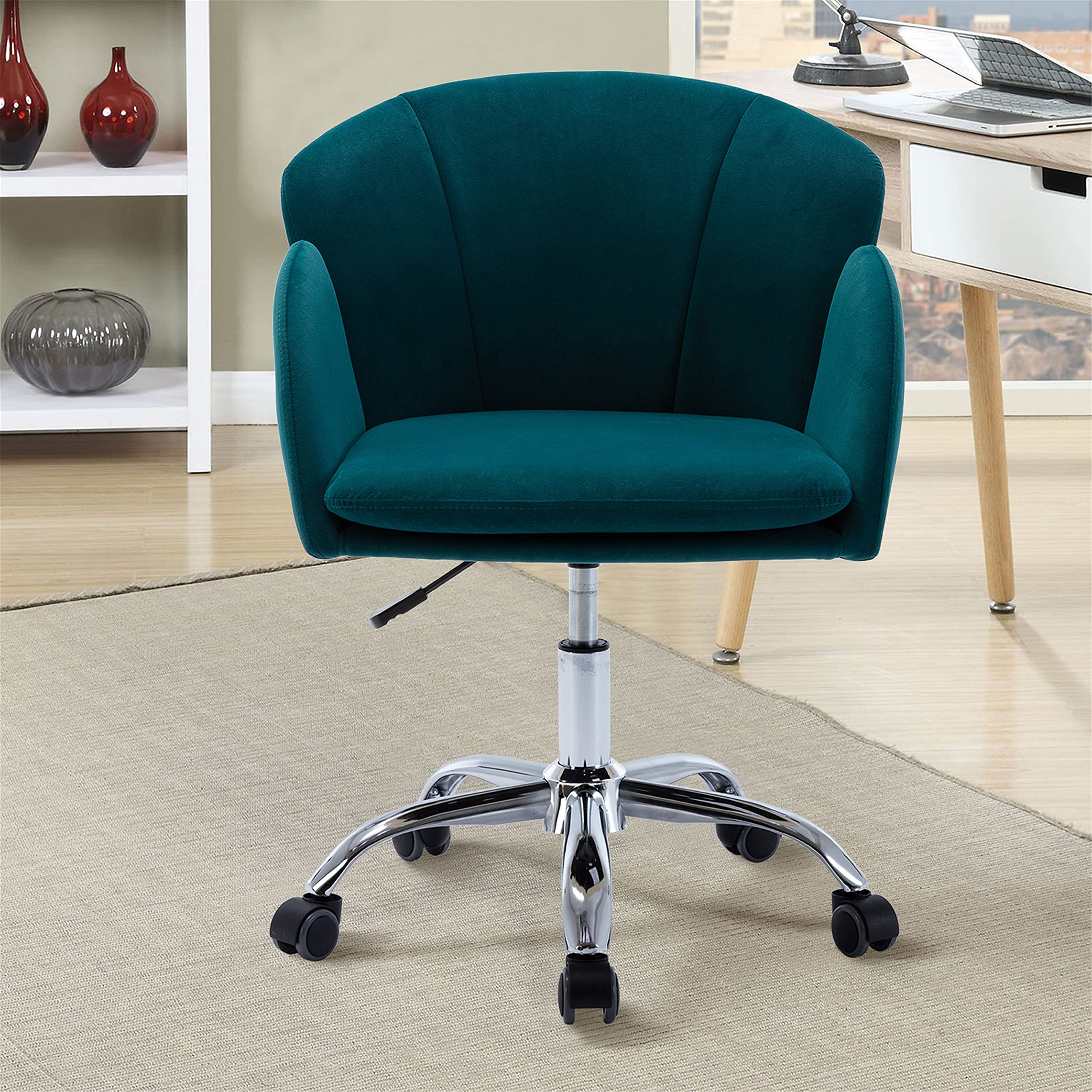 Ergonomic Office Chair with Lumbar Support & Armrests - 360° Swivel Rolling Computer Desk Chair for Home & Work - Breathable Fabric Task Chair (Teal) - Perfect for Long Work Hours, Gaming & Remote Work Setup