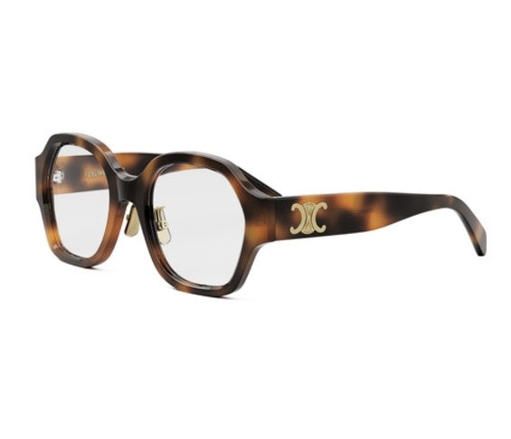 Celine TRIOMPHE CL50134F 053 Shiny Havana Geometric Women's Eyeglasses - Stylish Designer Glasses for Women, Perfect for Work, Fashion & Everyday Wear