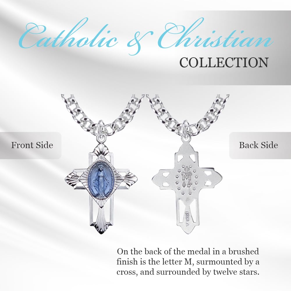 True Faith Jewelry 925 Sterling Silver Cross Pendant Necklace - 1.25 Inch Religious Jewelry for Women & Men - Perfect for Church, Baptism, Weddings & Everyday Wear