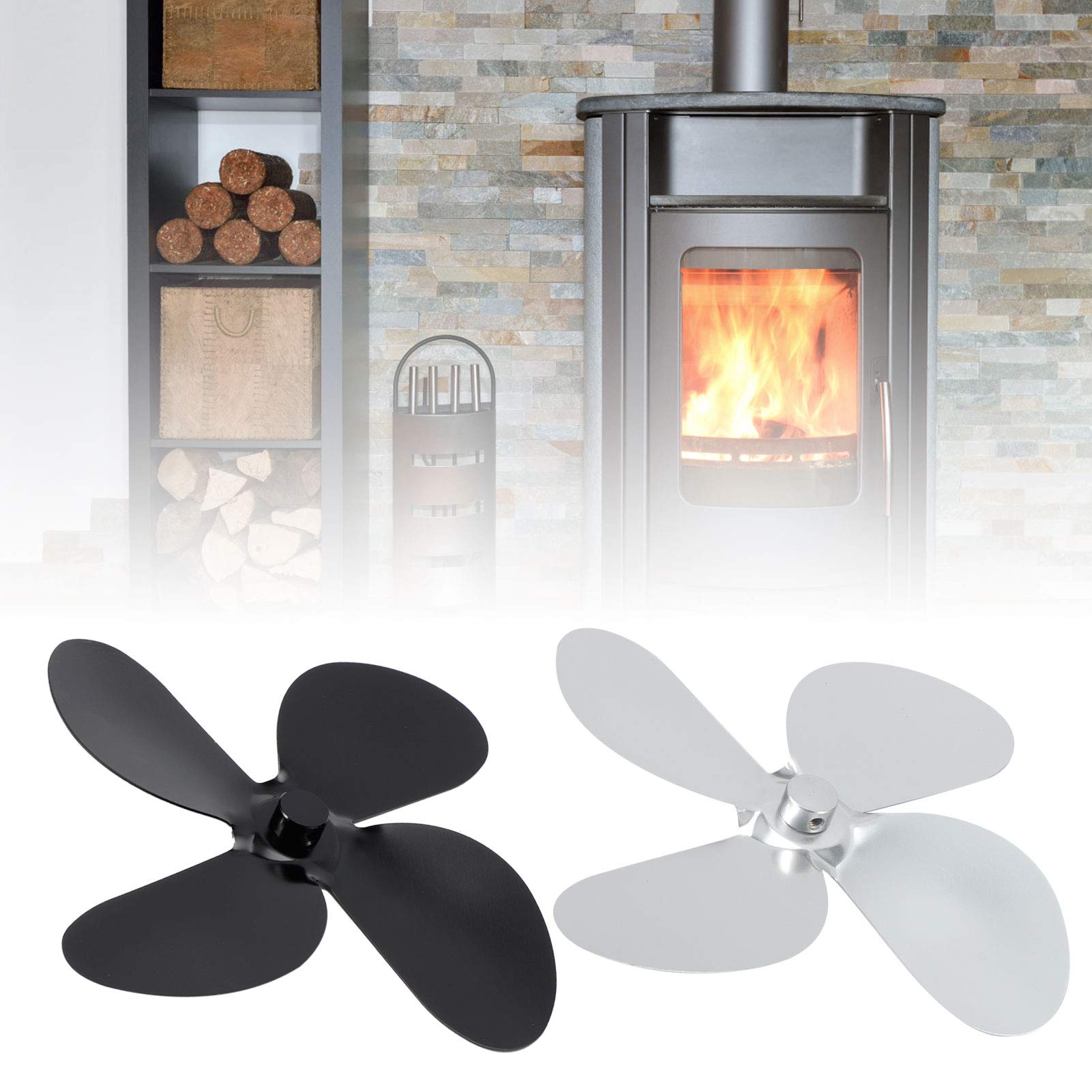 4 Blades Stove Fan Replacement - Compatible with Fireplace & Home Stove Accessories - Efficient Heat Distribution for Cozy Winter Nights (#1)