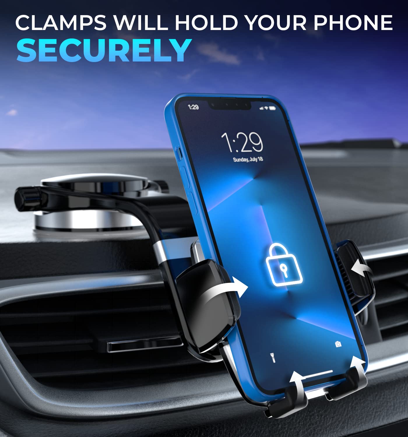 Bestrix Magnetic Car Phone Holder - Universal Smartphone Mount for iPhone 14/13/12/Xr/Xs/X & Galaxy S22 - Strong Black Magnetic Phone Stand for Safe Driving & Hands-Free Navigation
