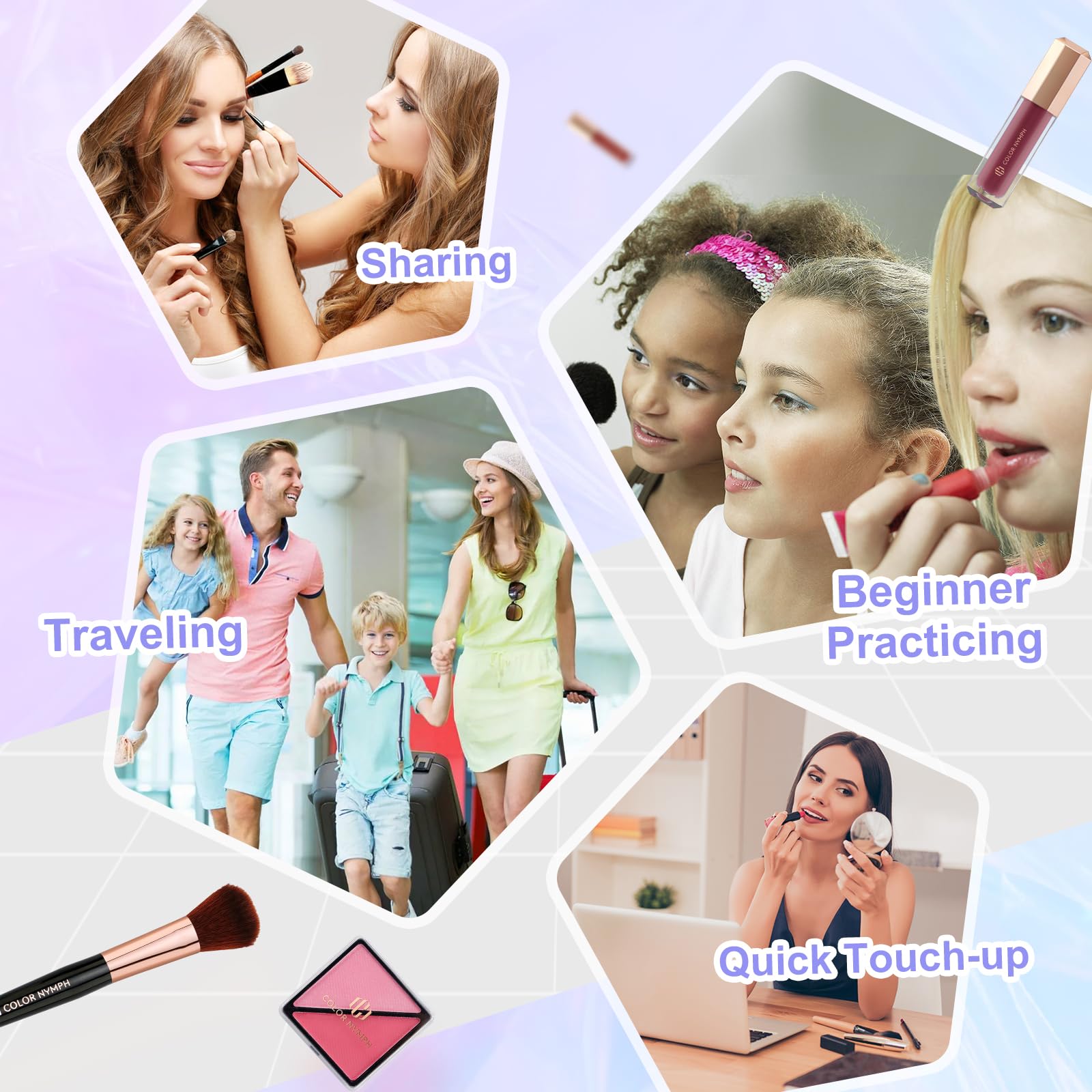 Professional Color Nymph Makeup Kit for Women & Teens - 35 Color Eyeshadow Palette with Lipstick, Blush, Brushes, Lip Gloss & Mascara - Full Cosmetics Set in Travel Case for Everyday Makeup & Special Occasions