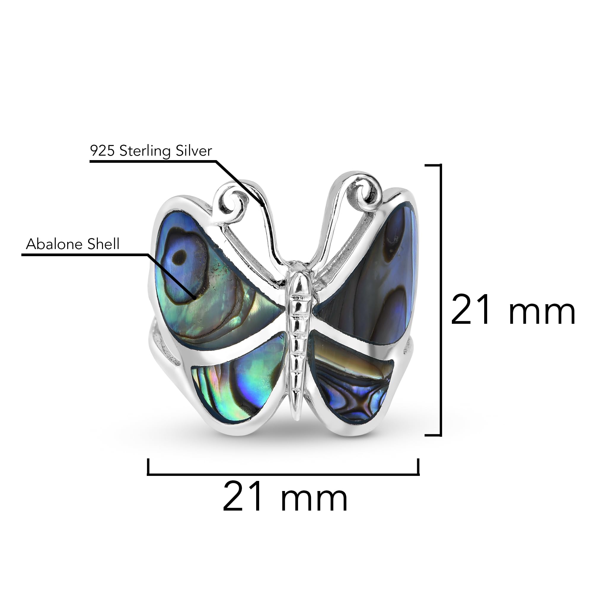 AeraVida Butterfly Rainbow Abalone Sterling Silver Ring for Women | .925 Silver Statement Ring | Elegant Wedding & Casual Jewelry | Comfort Fit Sizes 6-14 | Perfect Gift for Daughter, Wife & Loved Ones | Ideal for Weddings, Anniversaries & Everyday Wear