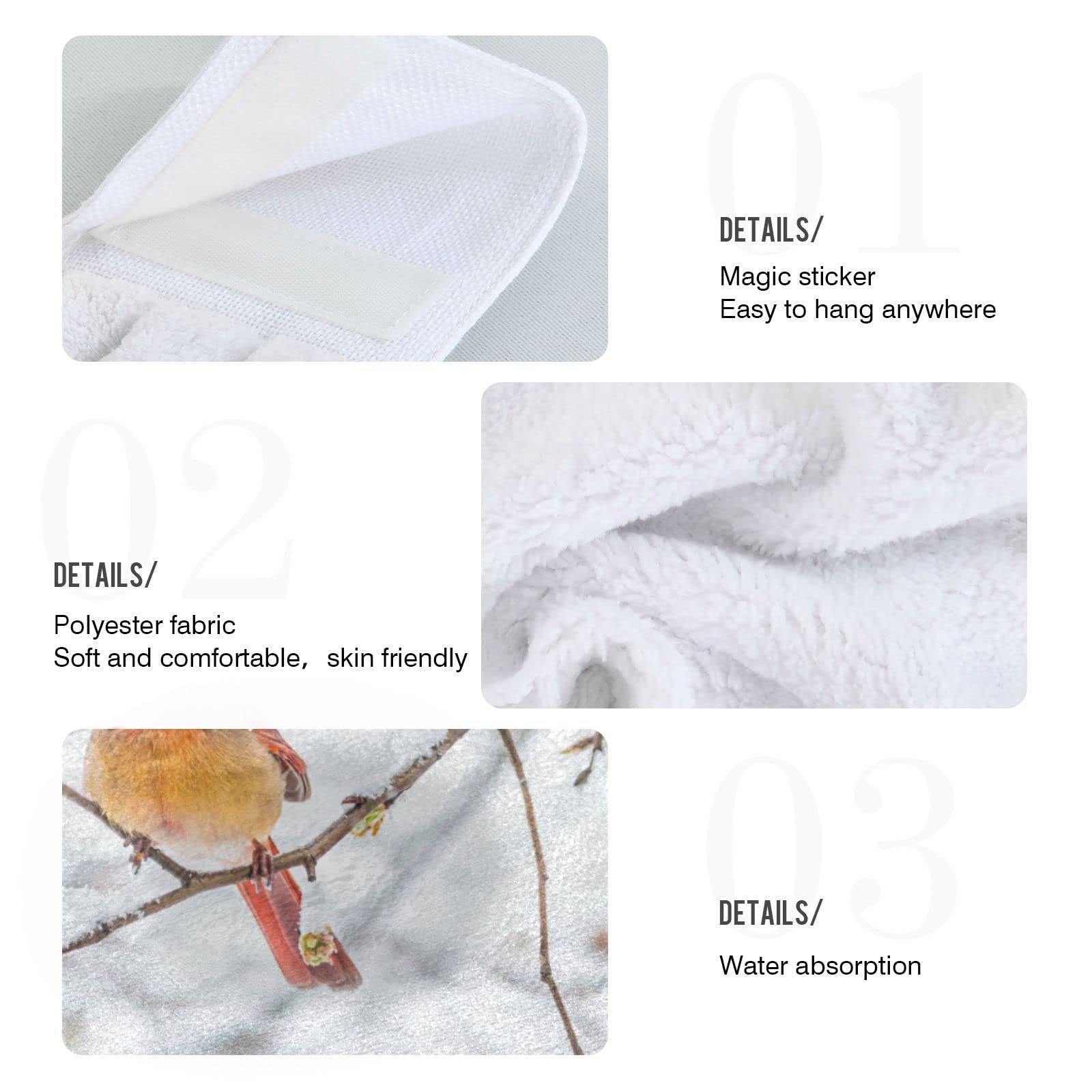 Cardinal Couple Hanging Kitchen Towels Set of 2 - Christmas Themed Oven Mitt & Hand Towel for Holiday Decor, Dish Cloths for Bathroom & Kitchen - Perfect for Winter Home Decor & Hostess Gifts