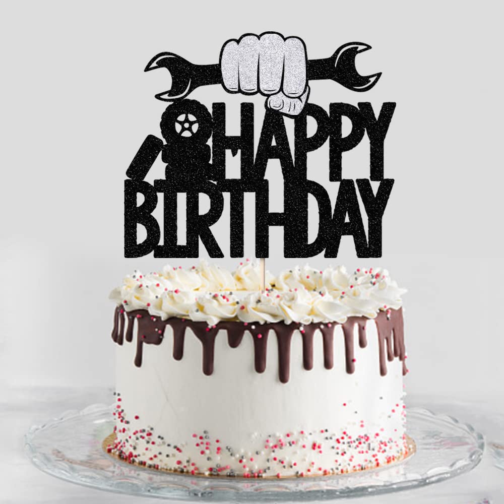 LVEUD Happy Birthday Cake Topper for Car Lovers - Auto Repair Engineer Themed Cake Decorations | Perfect for Car Enthusiast Birthday Parties & Automotive Celebration Cakes