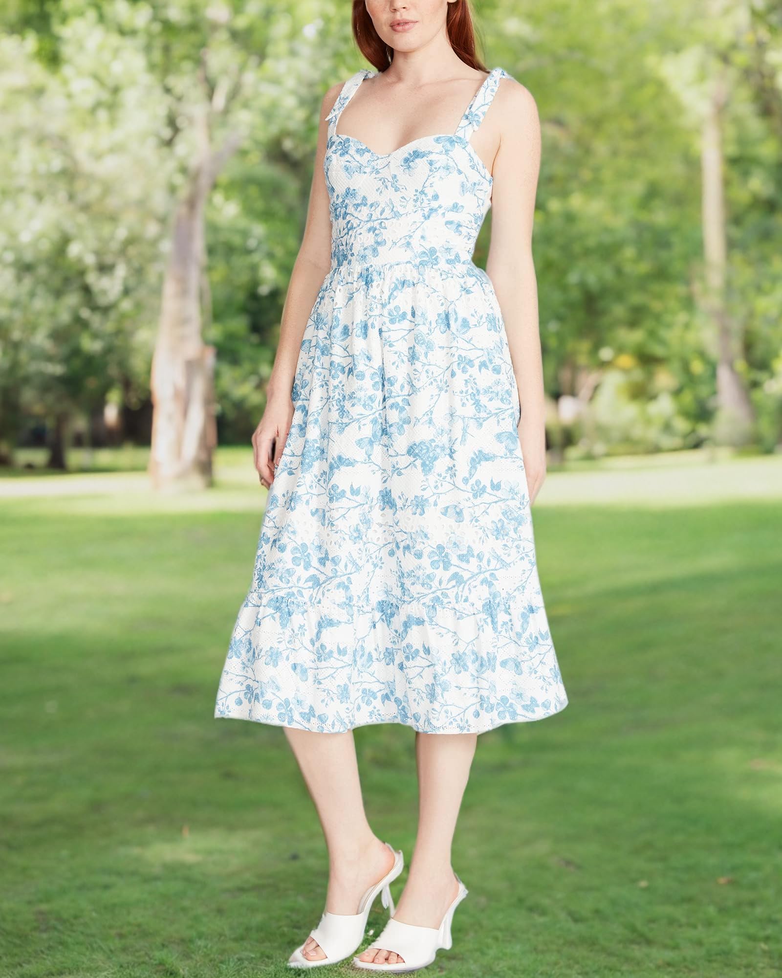 Steve Madden Women's Sophia-Rose Floral Summer Dress - Elegant A-Line Midi Dress for Weddings, Parties & Date Nights
