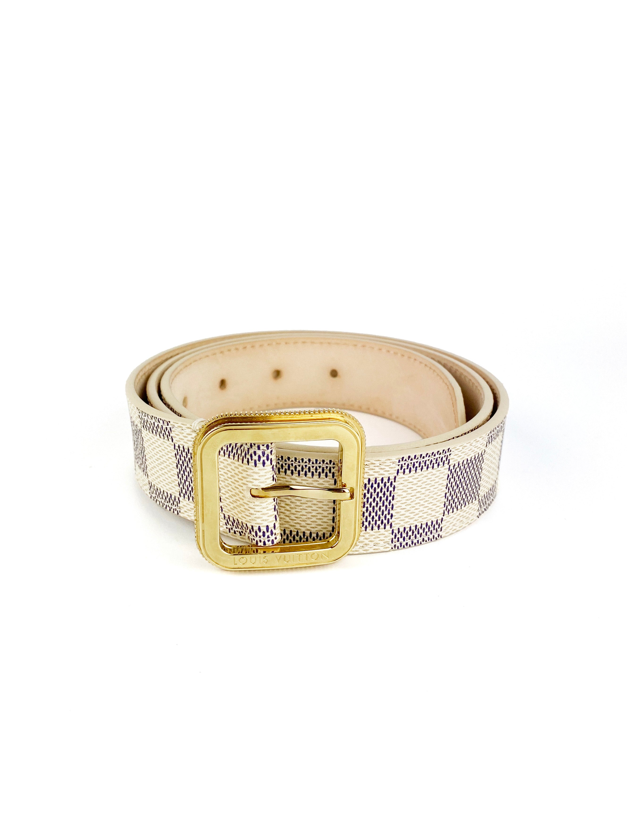 Authentic Louis Vuitton Monogram White Leather Belt for Men & Women - Luxury Fashion Accessory for Casual & Formal Outfits