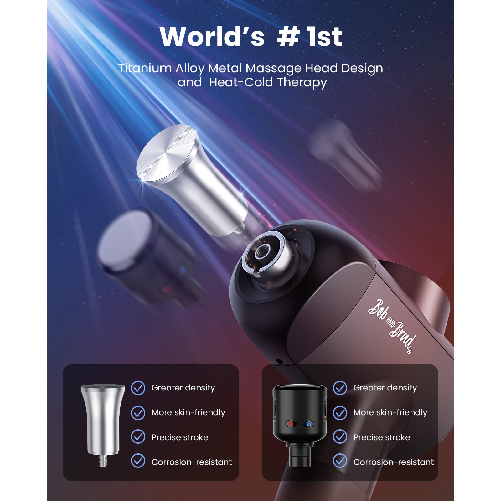 Bob and Brad X6 Pro Max Deep Tissue Massage Gun with Heating & Cooling Therapy - 6 Metal Attachments for Muscle Recovery - FSA/HSA Eligible Percussion Massager for Athletes, Back Pain Relief - Perfect for Post-Workout, Physical Therapy & Home Use