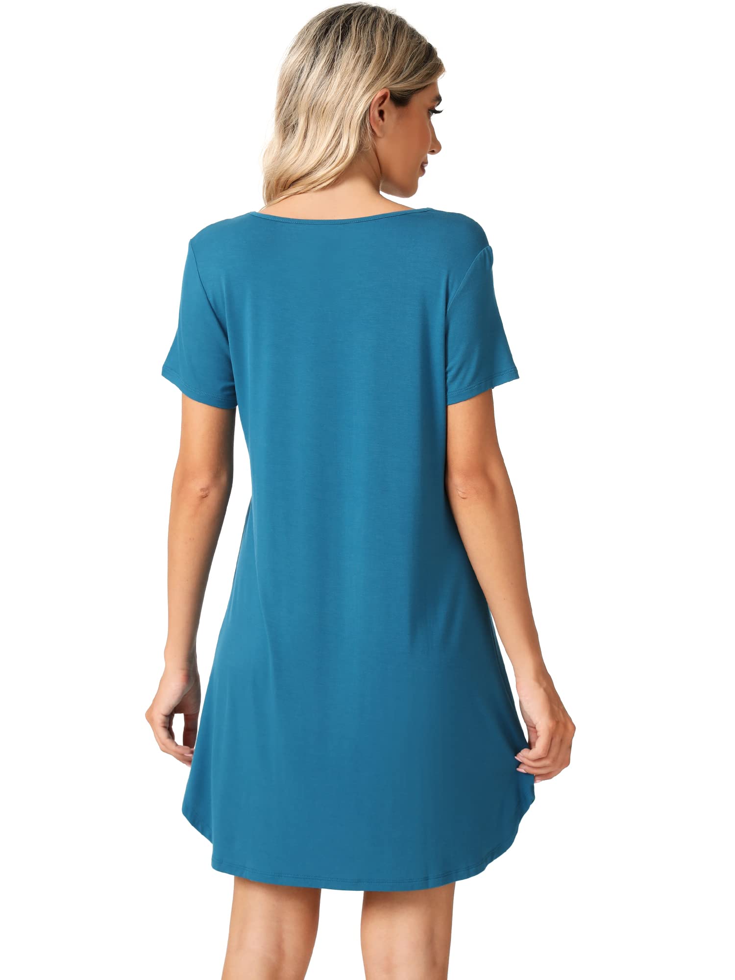WiWi Women's Bamboo Viscose Nightgown - Lightweight Short Sleeve Sleep Shirt, Soft Summer Pajama Dress Sizes S-XXL | Perfect for Relaxing at Home, Lounging & Comfortable Sleep