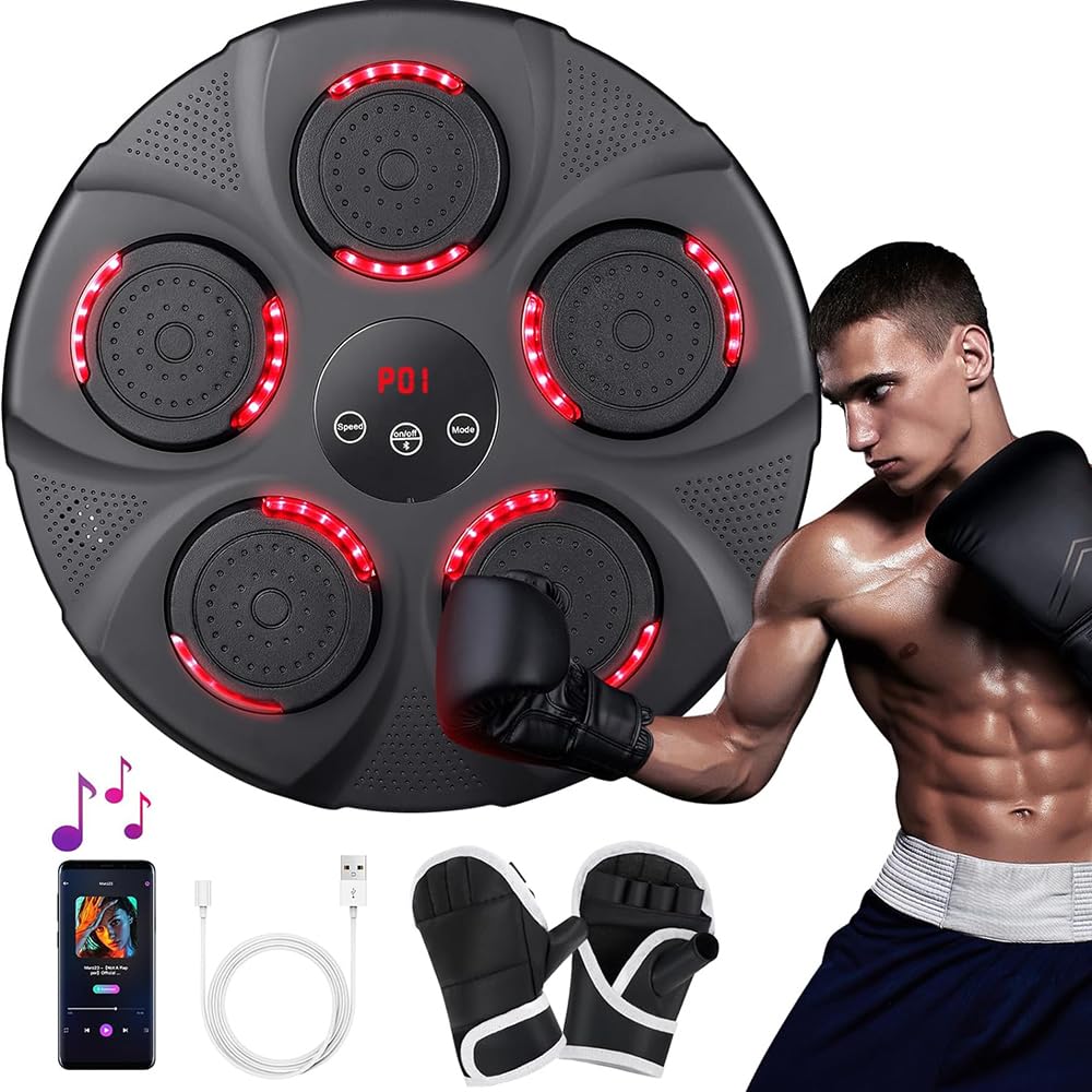 Bluetooth Smart Boxing Board - Electronic Punching Game Equipment with Gloves, USB Boxing Training Machine for Adults & Teens | Wall Mounted Music Boxing for Home & Gym Workouts | Perfect for Fitness Training, Stress Relief & Interactive Entertainment