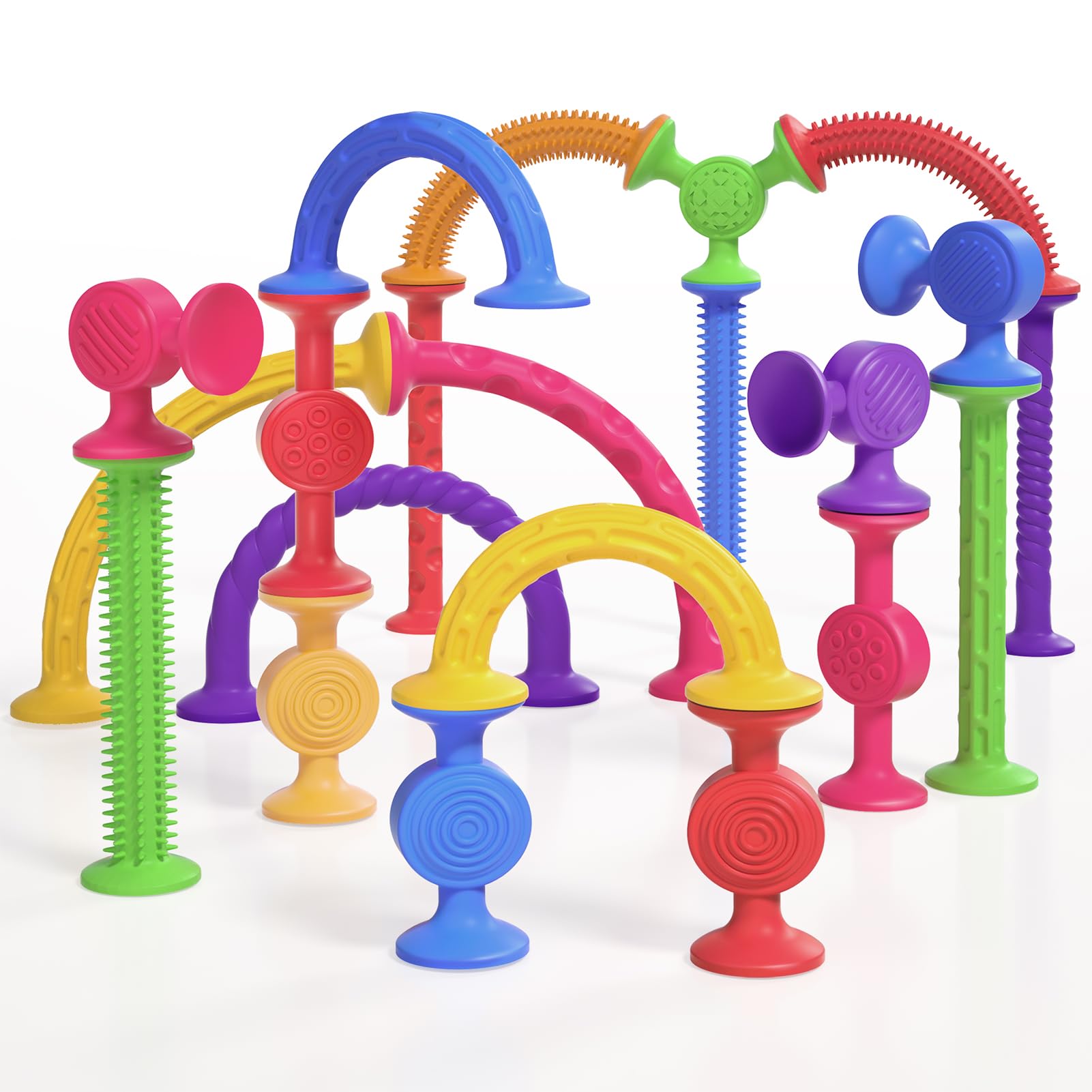 20 Pcs Silicone Suction Cup Bath Toys for Toddlers - No Hole Sensory Bath Toys for Babies - Fun Bathtime & Learning Playtime Activities