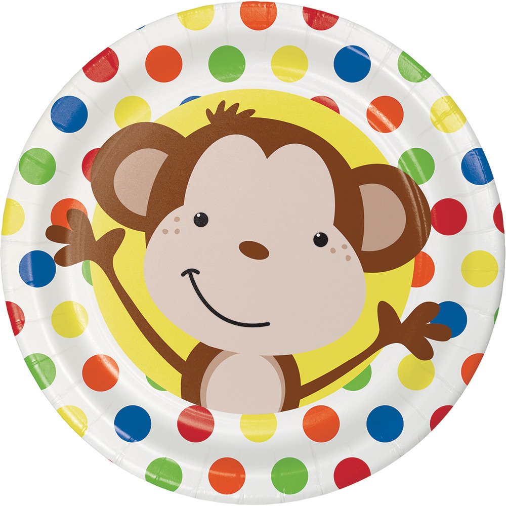 96 Count Fun Monkey Dessert & Small Paper Plates for Parties, Picnics & Kids Birthday Celebrations - Creative Converting