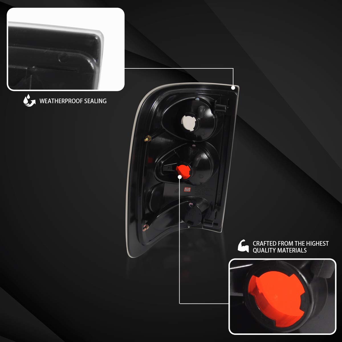 AUTOZENSATION Smoke Lens Tail Lights for 2004-2008 Ford F-150 Styleside - Left & Right Pair Assembly - Durable Replacement for Improved Visibility & Style - Perfect for Off-Roading, Truck Upgrades & Night Driving