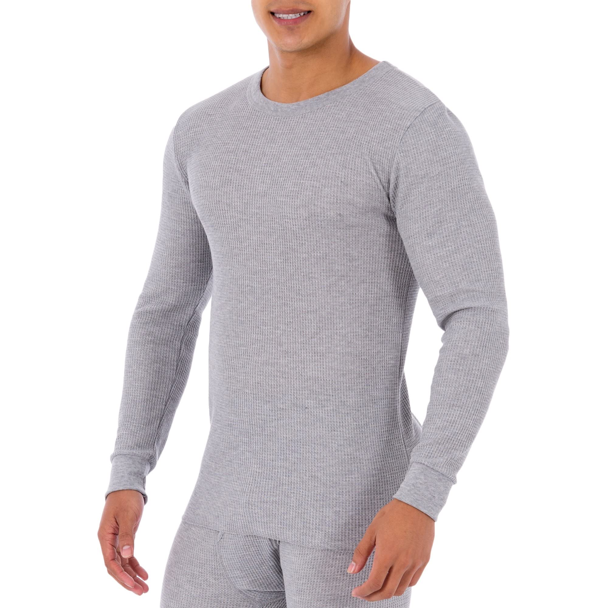 Fruit of the Loom Men's Thermal Waffle Weave Crewneck Long Sleeve Shirt - Warm Winter Base Layer for Outdoor Activities & Casual Wear