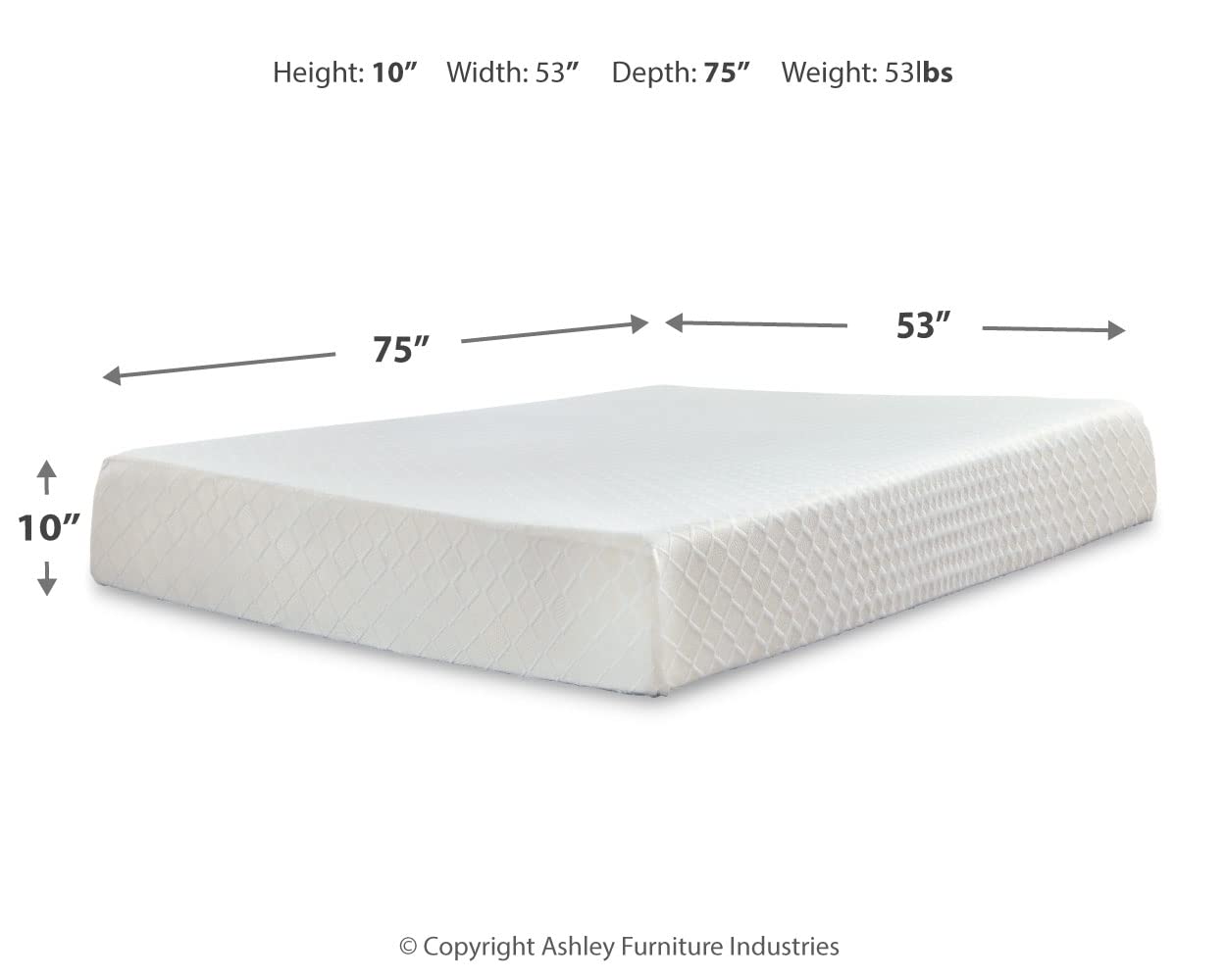 Ashley Signature Full Size 10 Inch Medium Firm Memory Foam Mattress with Green Tea & Charcoal Gel - Pressure Relief & Cooling Support for Back, Side & Stomach Sleepers - Perfect for Guest Rooms & Dorm Beds