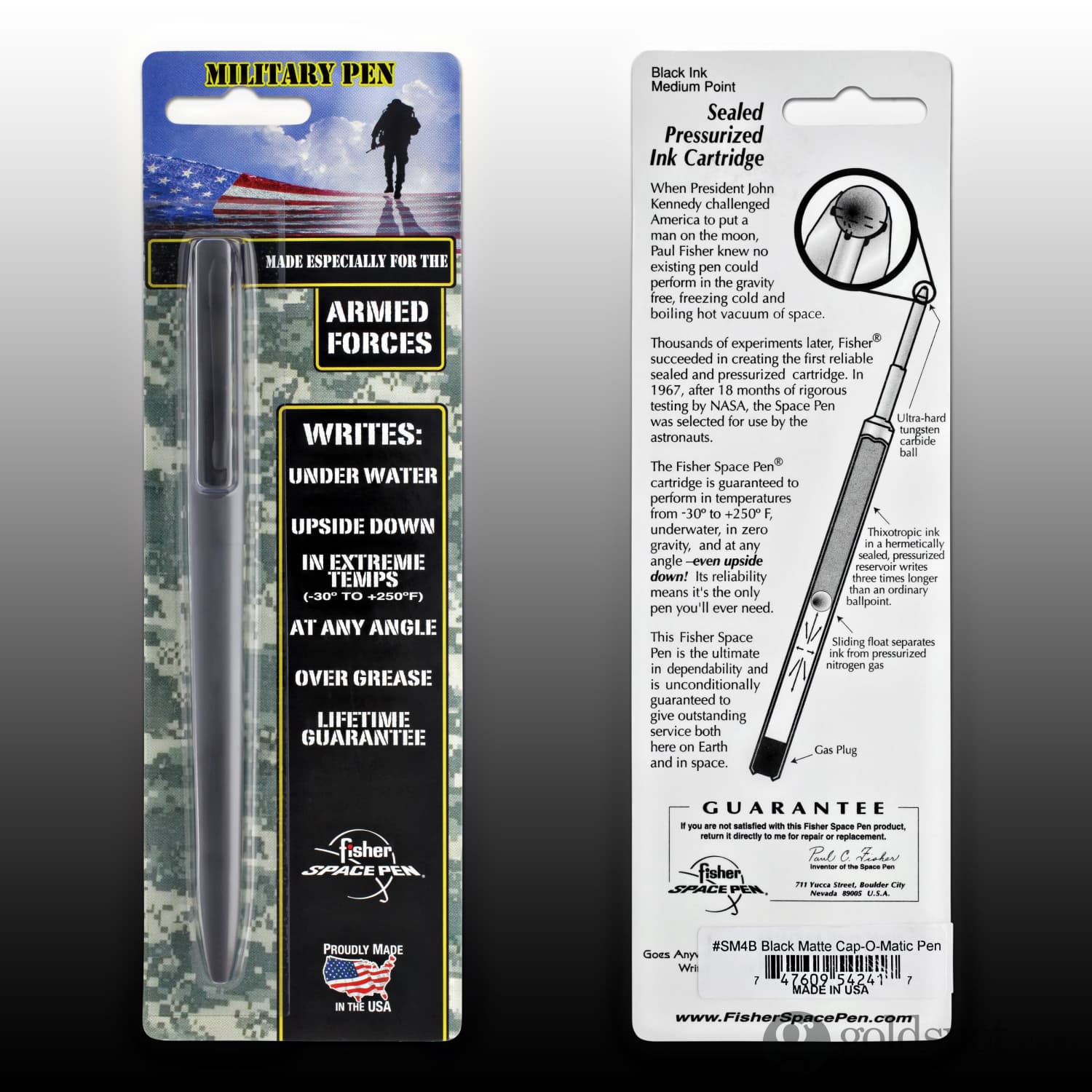 Fisher Space Cap O Matic Ballpoint Pen - Non Reflective Matte Black Military Edition | Premium Writing Tool for Astronauts, Pilots & Outdoor Adventures