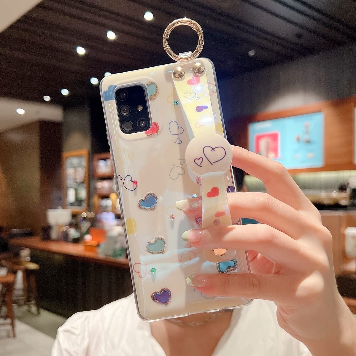 Samsung Galaxy A71 5G Case - Cute Glitter Bling Cartoon Design with Wrist Strap & Kickstand | Shockproof TPU Soft Protective Phone Cover for Women & Girls | Perfect for Daily Use, Work & Travel