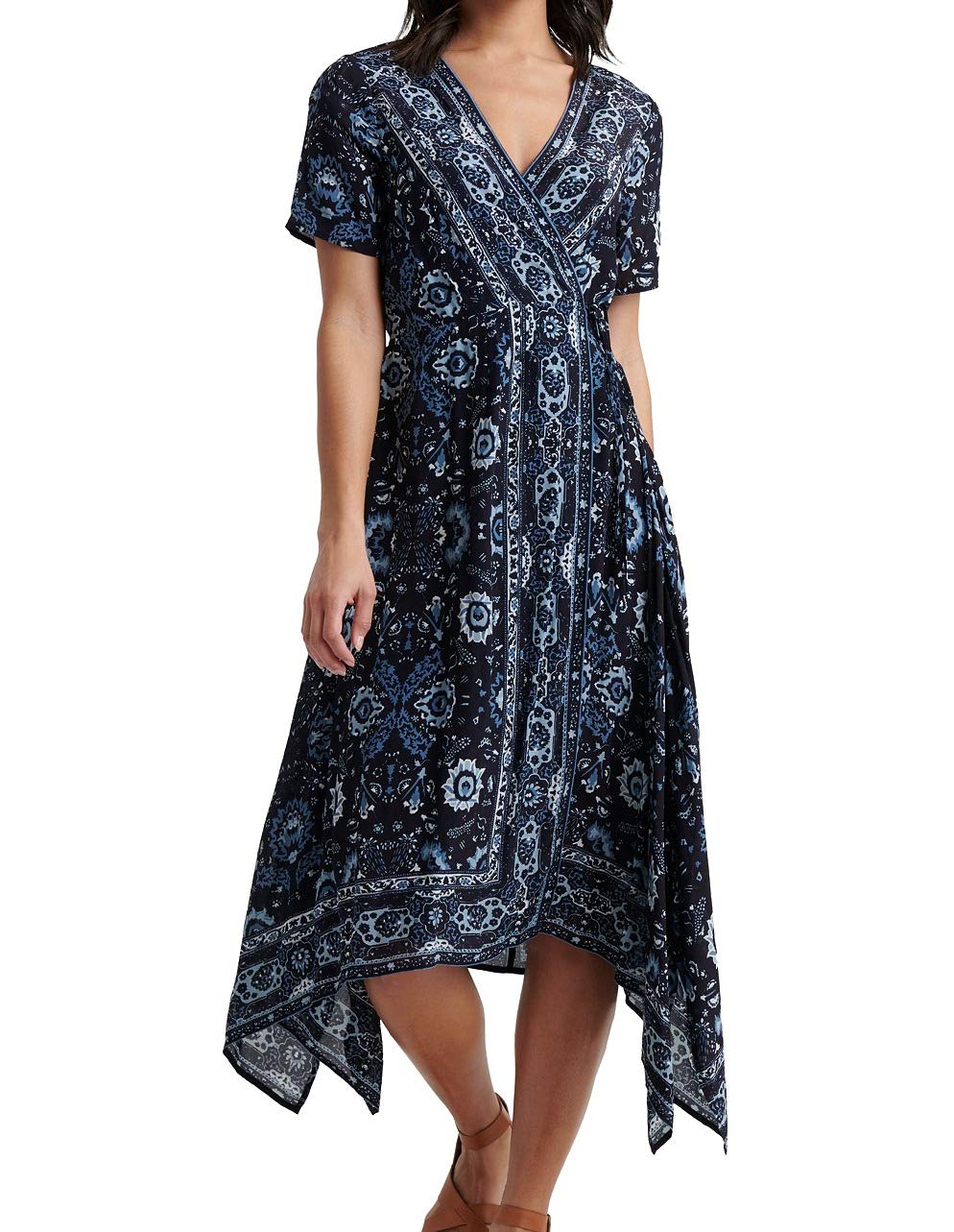 Lucky Brand Women's Ashley Wrap Dress - Floral Print V-Neck Casual Summer Dress for Women | Perfect for Office, Date Night & Vacation