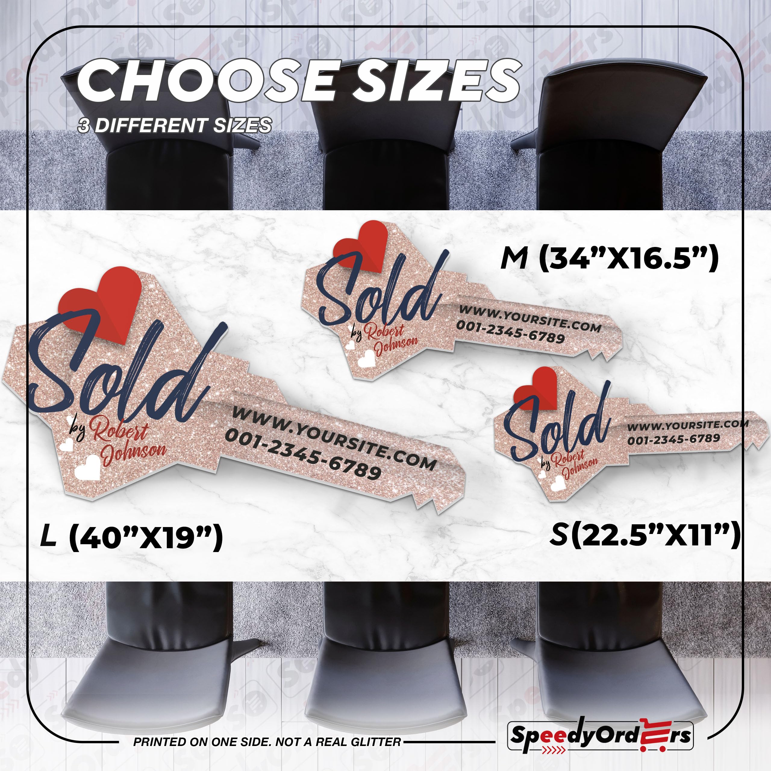 Customized Real Estate Sold Key Prop - Personalized Large Key Sign for Realtors & Agents - Wooden House Key Closing Gift - Brown Heart-Shaped Marketing Tool (Size L) - Perfect for Real Estate Celebrations, Client Gifts & Closing Ceremonies