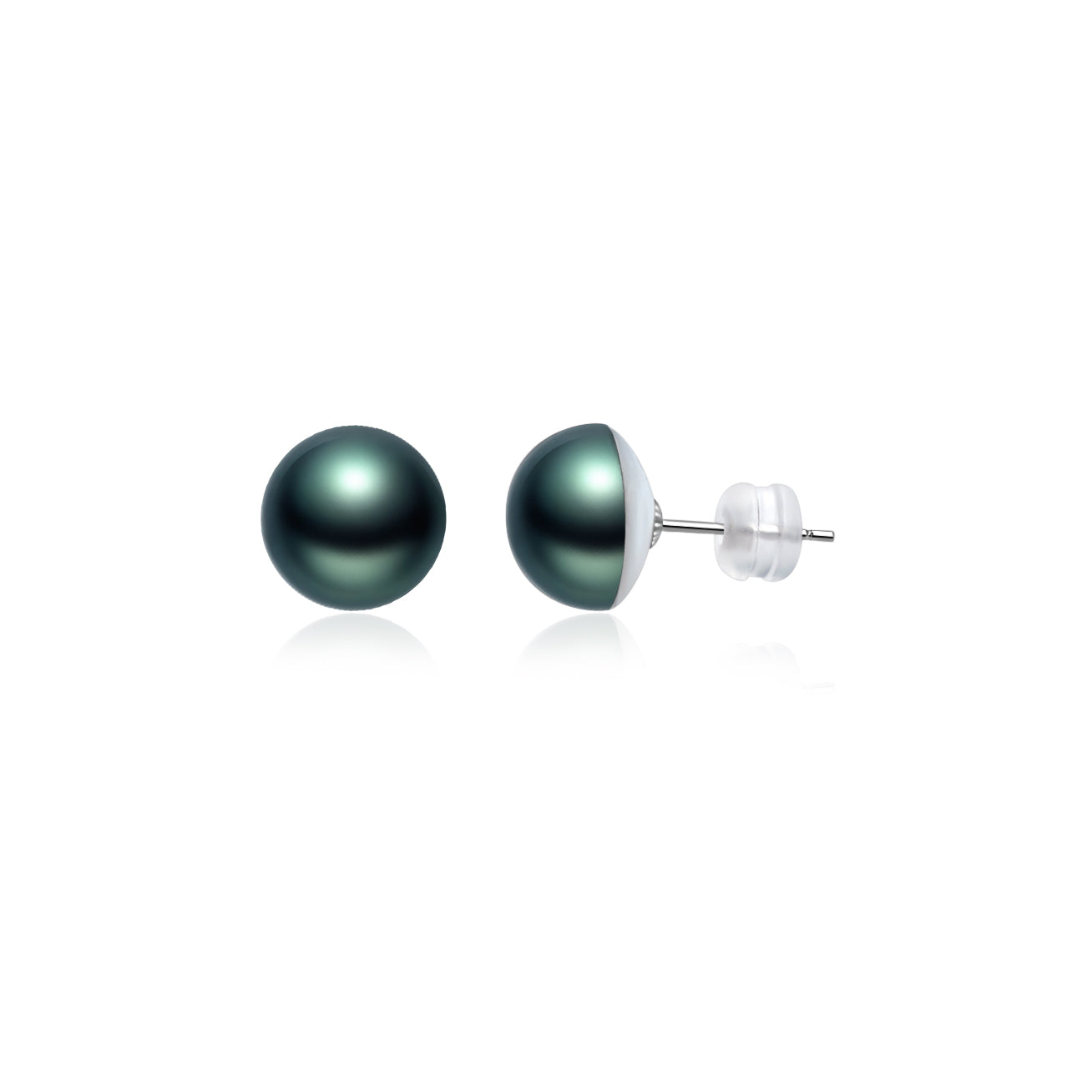 18K Gold Tahitian Pearl Stud Earrings - DOME Setting | Elegant Jewelry for Women, Perfect for Weddings, Parties & Special Occasions