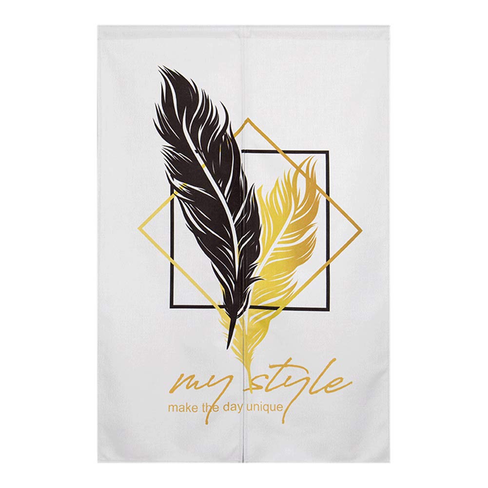 Japanese Noren Door Curtain - Feather Design Tapestry for Home Decor, Room Divider & Doorway (31