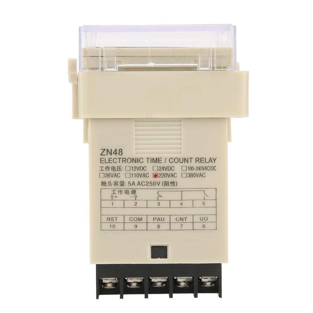 Walfront ZN48 AC 220V Digital Time Relay Counter - Adjustable Time Delay Timer Switch with Multifunction LCD Display for Speed & Frequency Measurement - Perfect for Industrial Automation, HVAC Systems, and Electrical Control Panels