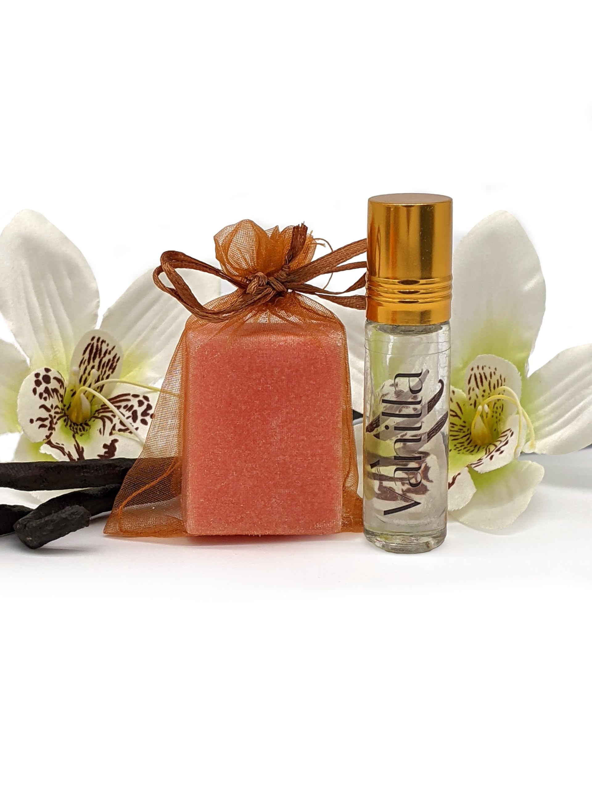 EQUAL EARTH Vanilla Perfume Gift Set - 100% Vegan & Natural Roll-On & Solid Perfume - Moroccan Vanilla Blossom Fragrance Oil | Perfect for Travel, Daily Wear & Gifting