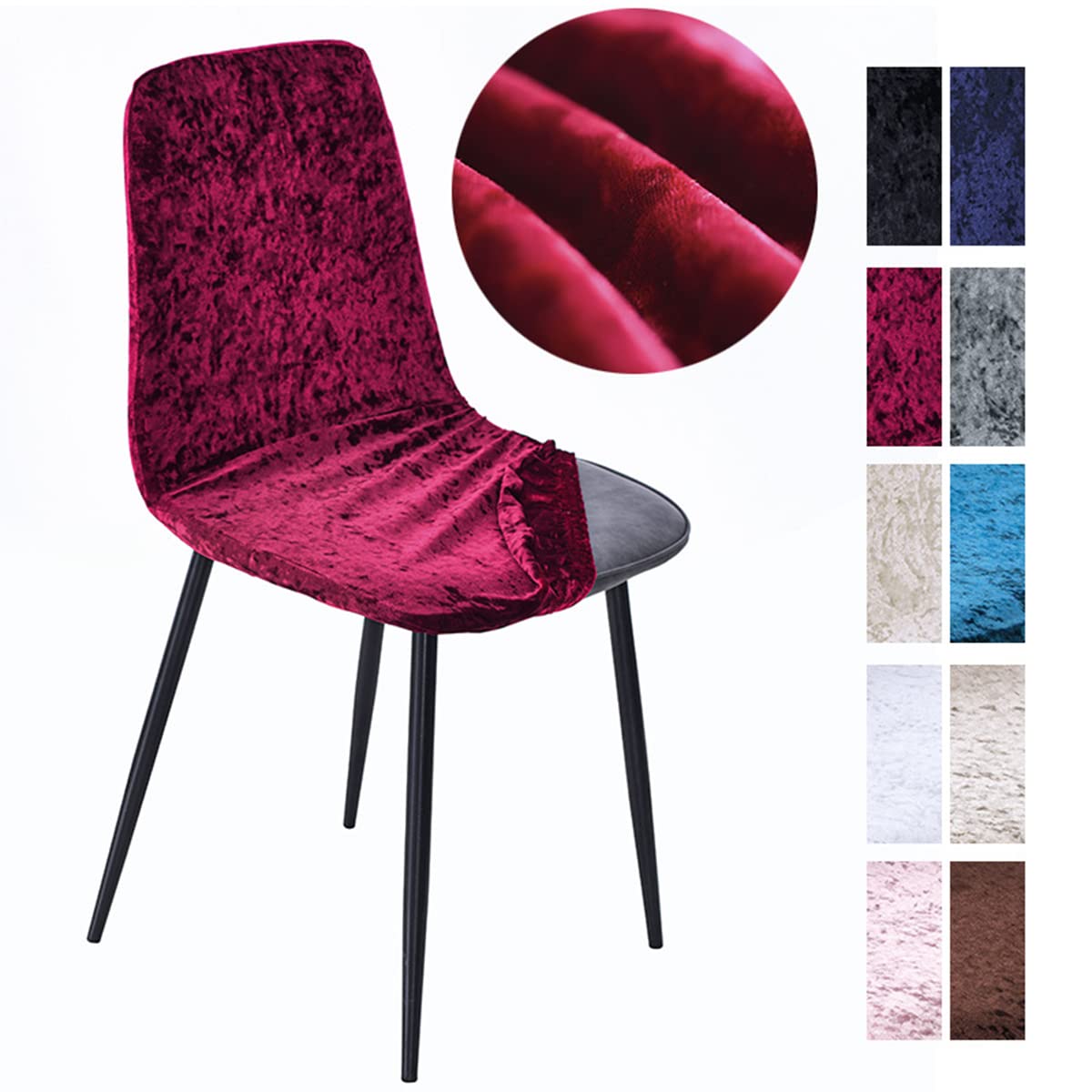 Velvet Stretch Dining Chair Covers Set of 2/4/6 - Washable Armless Slipcovers for Kitchen & Side Chairs - Soft Velvet Seat Protectors (Pink, 2 Pack) - Perfect for Dining Rooms, Restaurants & Home Decor