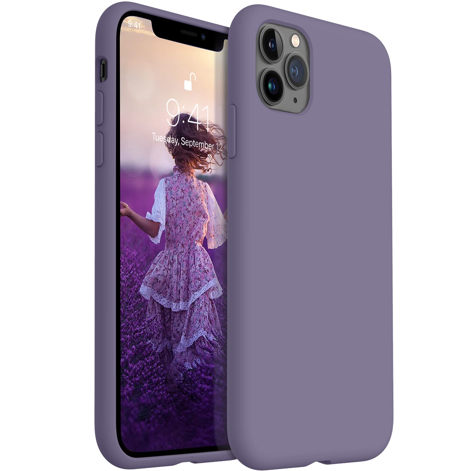 Premium Liquid Silicone Case for iPhone 11 Pro Max - Slim Fit Full Body Protection, Shockproof & Anti-Scratch Cover with Fingerprint Resistance (Lavender) | Perfect for Daily Use, Travel Protection & Office Style