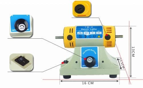TM-2 350W Jewelry Rock Polishing Machine - Bench Lathe Buffer with Accessories Kit for Gemstone, Metal & DIY Craft Polishing - Perfect for Jewelry Making, Lapidary & Hobbyists